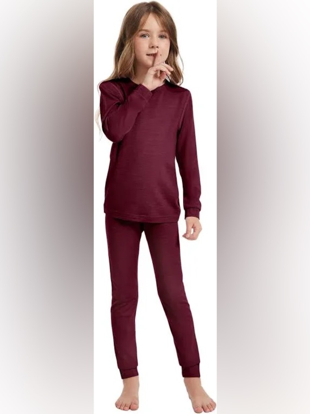woolcano kids 100% superfine merino wool base layer set burgundy Outdoors Hiking